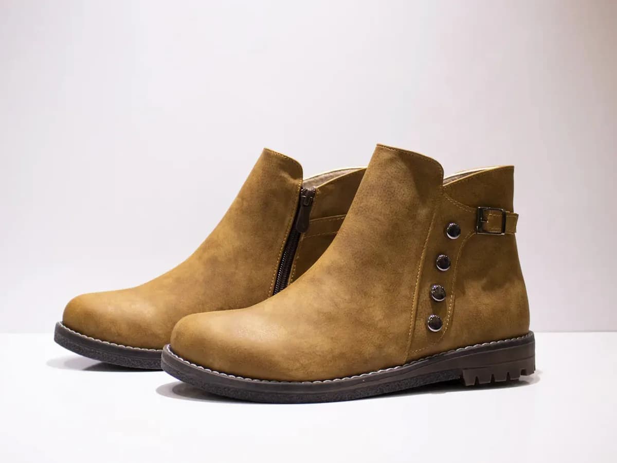 Leather boot product photo cropped to keep the product readable for Performance Max image assets