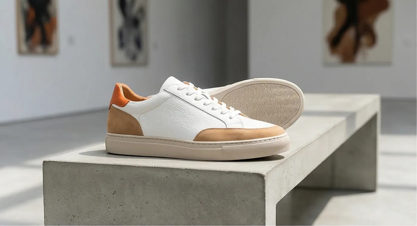 AI-generated lifestyle photo of sneakers in a real-world scene