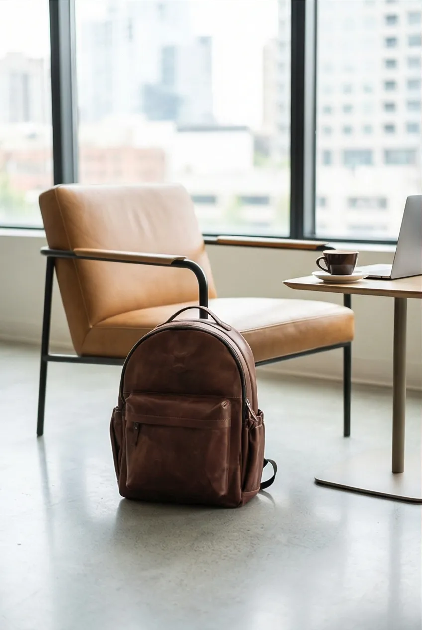 Professional AI-generated product photo showing a bag in lifestyle context